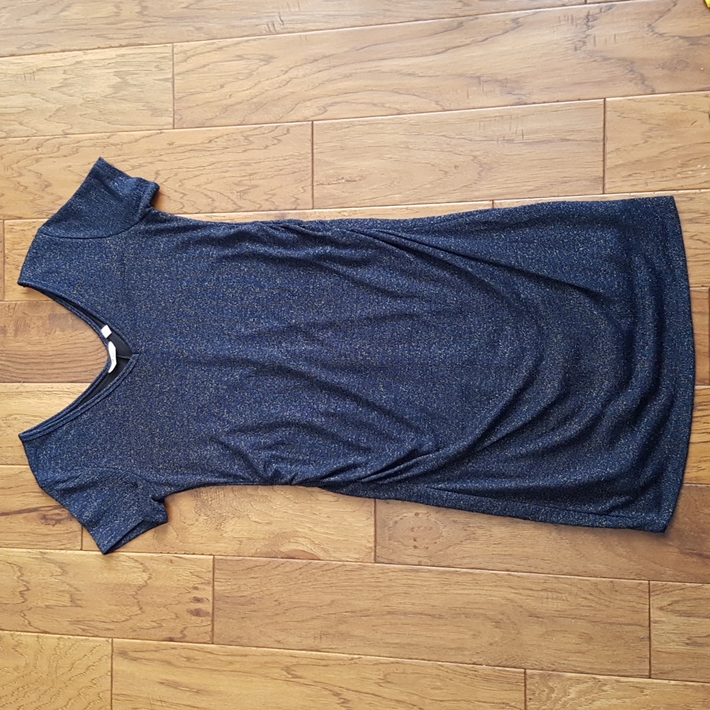 **Host Pick** Thyme Maternity Navy Sparkle Short Sleeve Dress with Lining Size M
